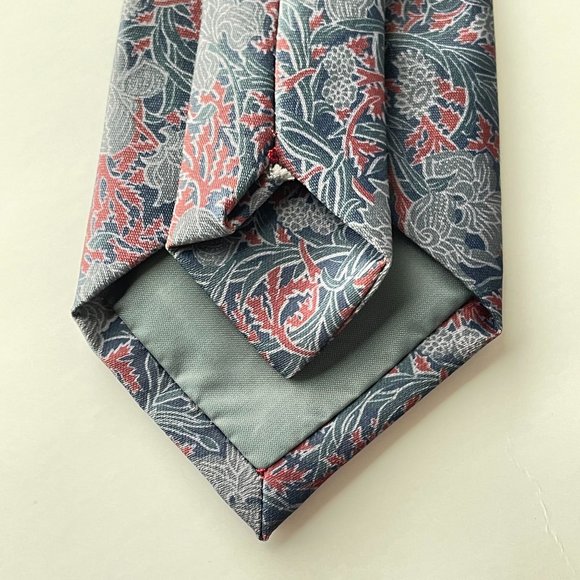 Vintage Rome Silk Men's Necktie Floral Print Blue Gray Red Neckwear - Picture 9 of 9